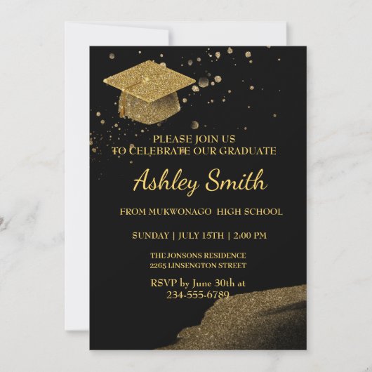 Uitnodiging voor Elegant Chic Afstuderen (Voorkant)