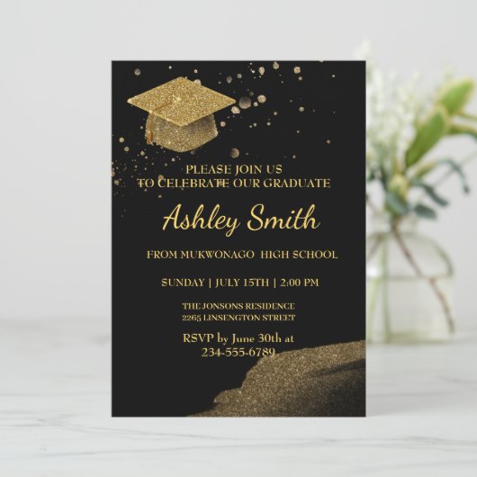 Uitnodiging voor Elegant Chic Afstuderen (Staand voorkant)