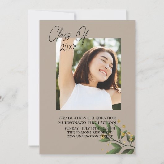 Uitnodiging voor Elegant Chic Afstuderen (Achterkant)