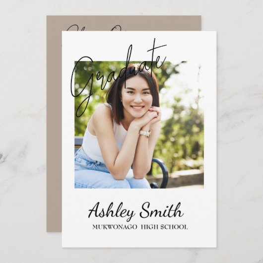 Uitnodiging voor Elegant Chic Afstuderen (Voorkant / Achterkant)