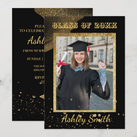 Uitnodiging voor Elegant Chic Afstuderen (Voorkant / Achterkant)