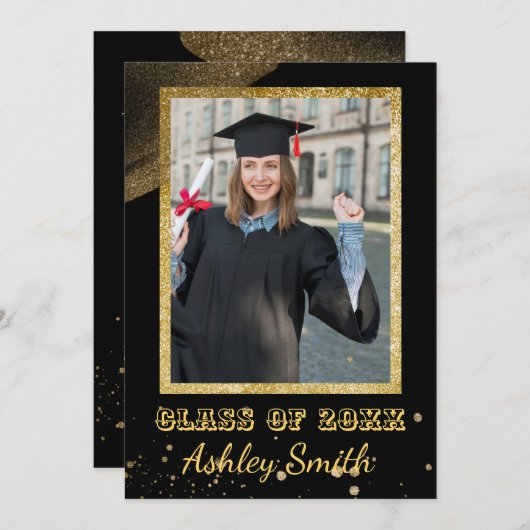 Uitnodiging voor Elegant Chic Afstuderen (Voorkant / Achterkant)