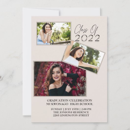 Uitnodiging voor Elegant Chic Afstuderen (Achterkant)