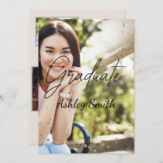 Uitnodiging voor Elegant Chic Afstuderen (Voorkant / Achterkant)