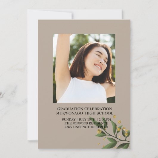 Uitnodiging voor Elegant Chic Afstuderen (Achterkant)