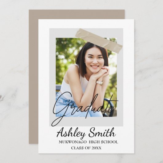 Uitnodiging voor Elegant Chic Afstuderen (Voorkant / Achterkant)