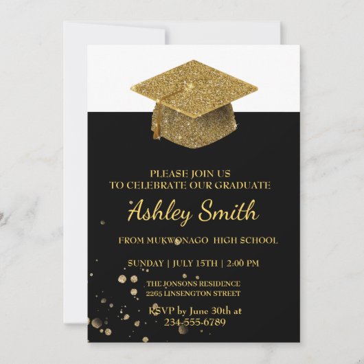 Uitnodiging voor Elegant Chic Afstuderen (Voorkant)