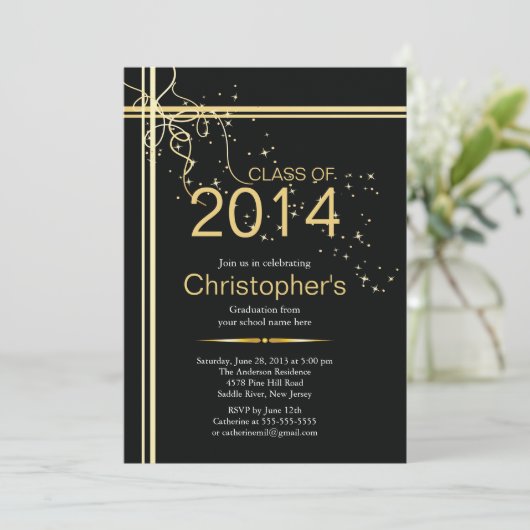 Uitnodiging voor Elegant Classic Gold Graduparty (Staand voorkant)