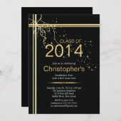 Uitnodiging voor Elegant Classic Gold Graduparty (Voorkant / Achterkant)