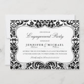 Uitnodiging voor Elegant Damask Engagement Party (Voorkant)