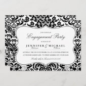 Uitnodiging voor Elegant Damask Engagement Party (Voorkant / Achterkant)