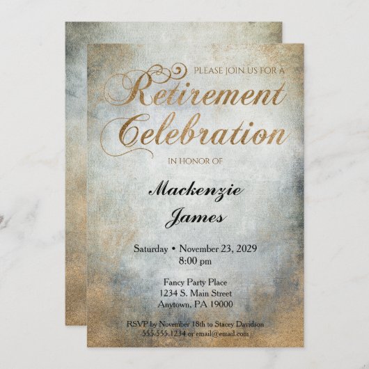 Uitnodiging voor Elegant geverfd koperen oproeppar (Voorkant / Achterkant)