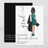 Uitnodiging voor elegant Girl Graduation Party (Voorkant / Achterkant)