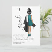 Uitnodiging voor elegant Girl Graduation Party (Staand voorkant)