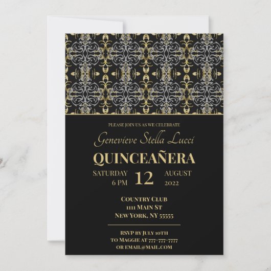 Uitnodiging voor Elegant Glitter Pattern Party (Voorkant)