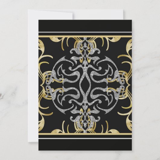 Uitnodiging voor Elegant Glitter Pattern Party (Achterkant)