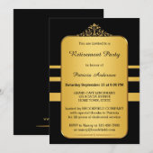Uitnodiging voor Elegant Gold & Black Retirement P (Voorkant / Achterkant)