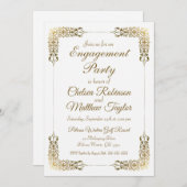 Uitnodiging voor Elegant Gold Lace Engagement (Voorkant / Achterkant)