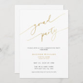 Uitnodiging voor Elegant Gold Script Graduparty (Voorkant / Achterkant)