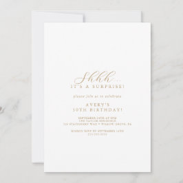 Uitnodiging voor Elegant Gold Script Surprise Part