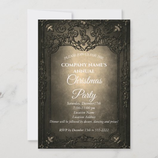 Uitnodiging voor Elegant Gothic-kerstfeest (Voorkant)