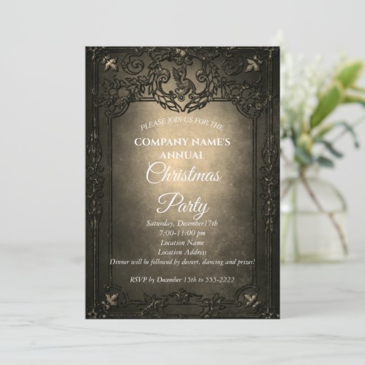 Uitnodiging voor Elegant Gothic-kerstfeest (Staand voorkant)