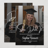 Uitnodiging voor Elegant Graduation Party (Voorkant / Achterkant)