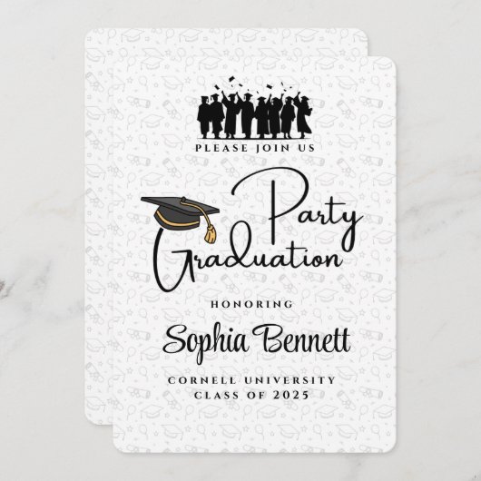 Uitnodiging voor Elegant Graduation Party (Voorkant / Achterkant)