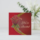 Uitnodiging voor Elegant Jewled Roos Party (Staand voorkant)