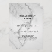 Uitnodiging voor Elegant Marble Engagement Party (Voorkant / Achterkant)