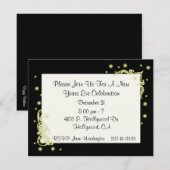 Uitnodiging voor Elegant New Years Party (Voorkant / Achterkant)