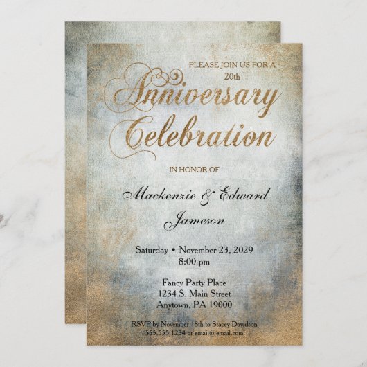 Uitnodiging voor Elegant Paint Copper Jubileum Par (Voorkant / Achterkant)