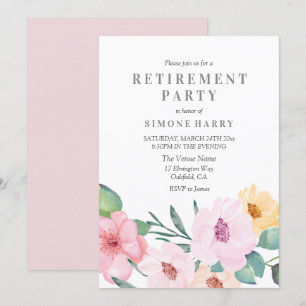 Uitnodiging voor Elegant Pink Floral Retirement Pa