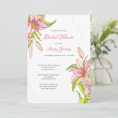 Uitnodiging voor Elegant Pink Lilies (Staand voorkant)