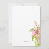 Uitnodiging voor Elegant Pink Lilies (Achterkant)