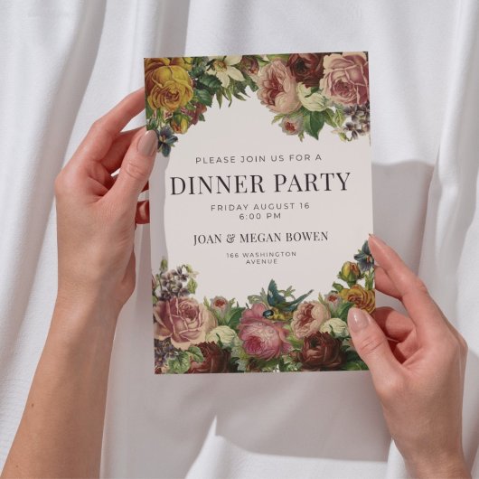 Uitnodiging voor elegant rustic bloemendinerfeest
