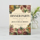Uitnodiging voor elegant rustic bloemendinerfeest (Staand voorkant)