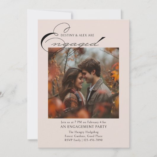 Uitnodiging voor Elegant Script 2 Photo Engagement (Voorkant)