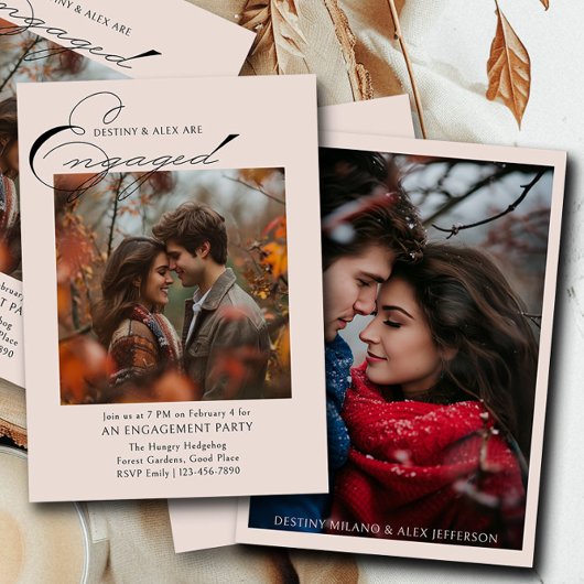 Uitnodiging voor Elegant Script 2 Photo Engagement