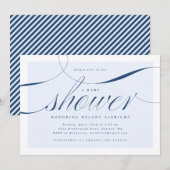 Uitnodiging voor Elegant Script Blue Baby shower (Voorkant / Achterkant)