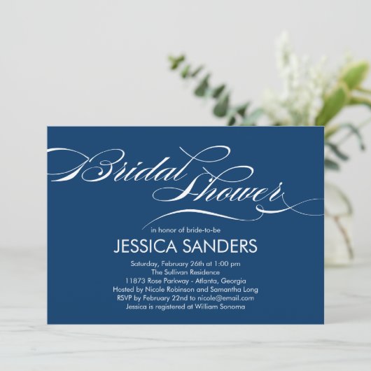 Uitnodiging voor Elegant Script Bridal Shower (Staand voorkant)