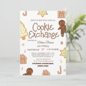 Uitnodiging voor elegant script koekjesruil kerstf (Staand voorkant)