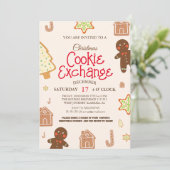 Uitnodiging voor elegant script koekjesruil kerstf (Staand voorkant)