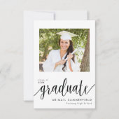 Uitnodiging voor Elegant Script Photo Graduparty (Voorkant)