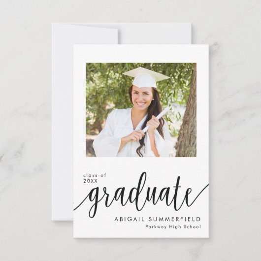 Uitnodiging voor Elegant Script Photo Graduparty (Voorkant)