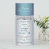 Uitnodiging voor Elegant Silver en Blauw Kerstfees (Staand voorkant)