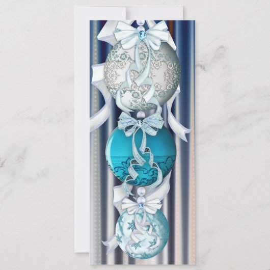 Uitnodiging voor Elegant Silver en Blauw Kerstfees (Achterkant)