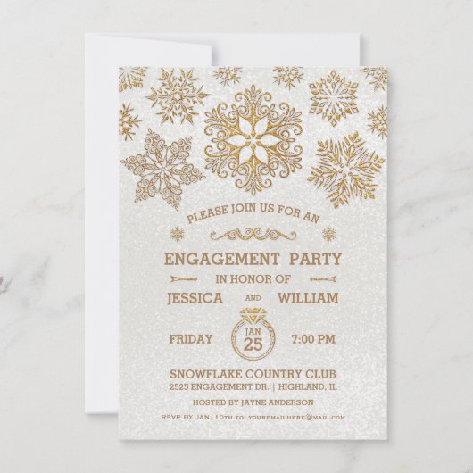 Uitnodiging voor Elegant Snowflake Engagement Part (Voorkant)