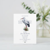 Uitnodiging voor Elegant Stork Baby shower (Staand voorkant)