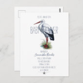 Uitnodiging voor Elegant Stork Baby shower (Voorkant / Achterkant)